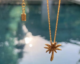 Mini Palm Tree Necklace From Bali (Gold Plated)