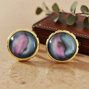 Boutons de manchette Gold Nebula : Art déco en biotite et acier inoxydable