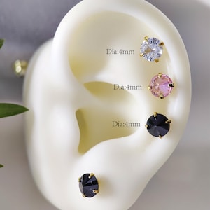 Sparkling Mini Cubic Zirconia studs, Pink Studs, Black Studs, Minimalist Studs, Cartilage Studs, Perfect Gift for Her