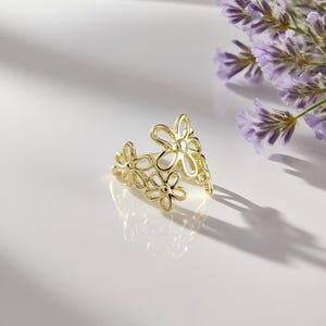 Gold Floral Ear Cuff – Boho Nature Jewelry for Everyday & Gifts