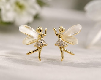 Pendientes de hada, pendientes de princesa elfa con circonitas de plata de ley, oro o plata.