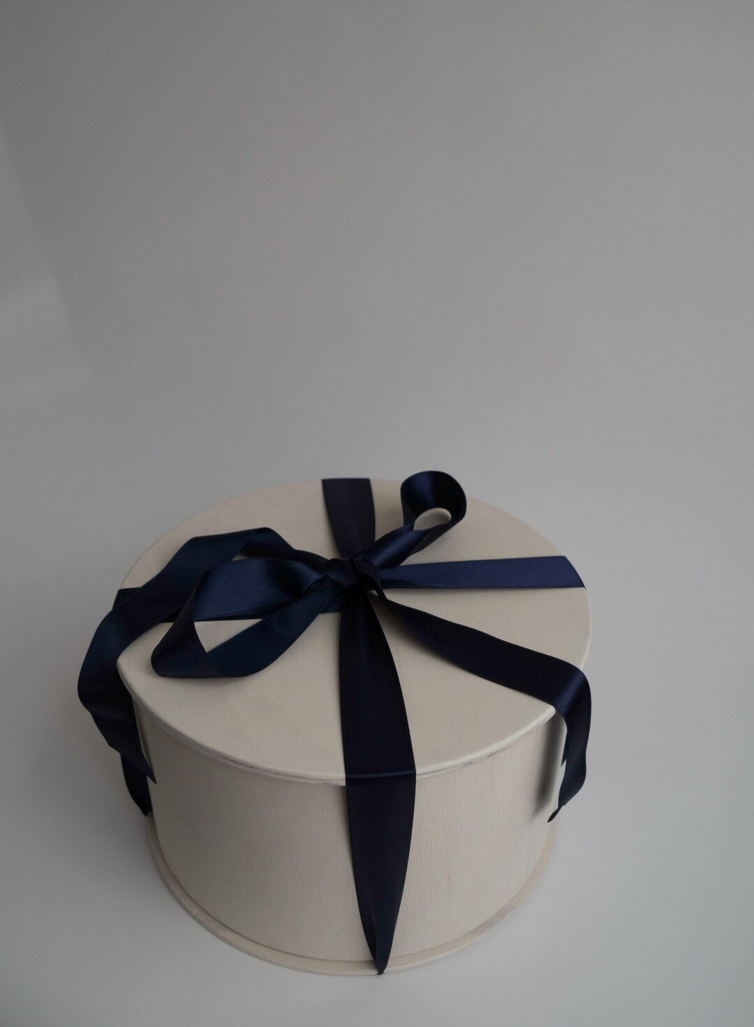 Handcrafted Wooden Cake Box With Navy Satin Ribbon: Eco-friendly Gift ...