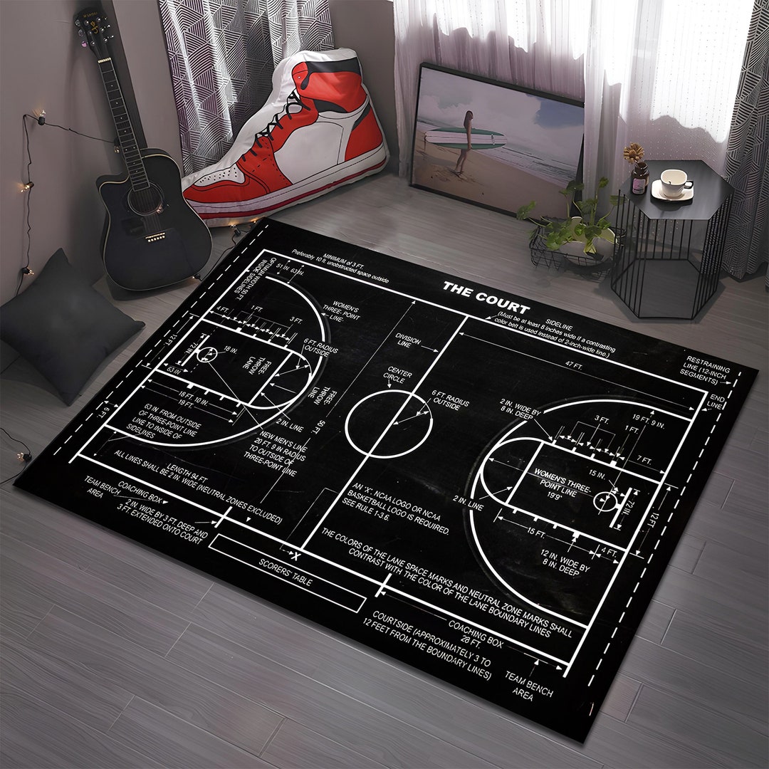 Basketball Court Rug Basketball Rug Sports Rug NBA Rug Etsy