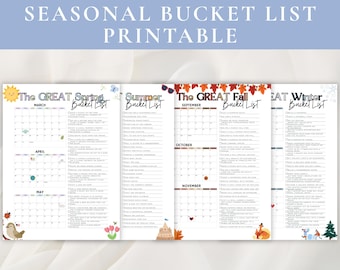 Printable Seasonal Bucket List | Family Activity Planner (Digital Download)