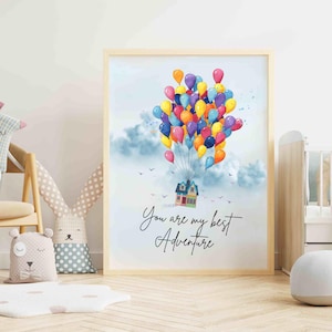 Up Movie : oeuvre d'art de la maison en montgolfière | Décoration de chambre d'enfant (téléchargement numérique)