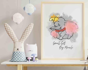 Dumbo Watercolor Print, Nursery Wall Art (Digital Download)