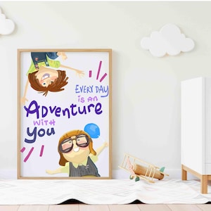 Carl and Ellie Disney Pixar, Up Movie Wall Art, Digital Download, Cute Pixar, Nursery Print, Up Wall Decor, Instant Movie, Art for Kids Room