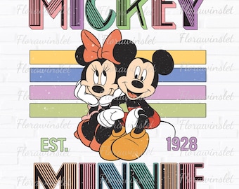 PNG vintage de Mickey y Minnie, Mickey y sus amigos a juego, PNG retro de viaje a Disney, pareja de Mickey y Minnie, viaje a Disney, pareja de Mickey y Minnie Mouse PNG