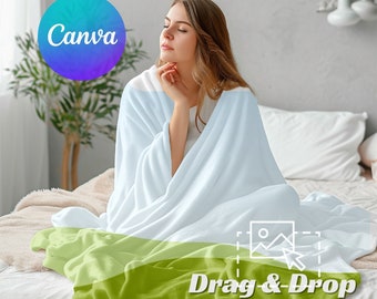 Blanket Mockup,Canva Drag and Drop,Mock up,Canva Overlay,Throw Blanket Mockup, Transparent Blank Mockup,Velveteen Plush Minky Fleece Blanket