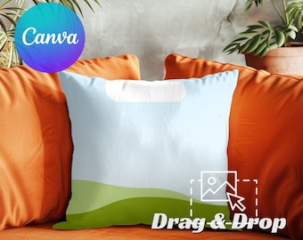 Pillow Mockup Blank ,Cushion Mockup, Throw Pillow Mockup, Blank Pillow Mockup, Canva Mockup,Drag and drop canva mockup, Canva cushion mockup
