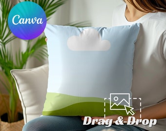 Pillow Mockup Blank ,Cushion Mockup, Throw Pillow Mockup, Blank Pillow Mockup, Canva Mockup,Drag and drop canva mockup, Canva cushion mockup