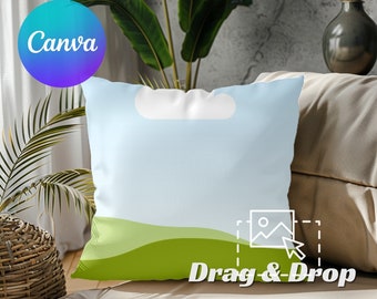 Pillow Mockup Blank ,Cushion Mockup, Throw Pillow Mockup, Blank Pillow Mockup, Canva Mockup,Drag and drop canva mockup, Canva cushion mockup