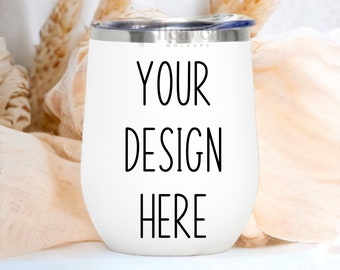 Maqueta de vaso de vino / Maqueta de vaso blanco de 12 oz / Maqueta de vaso / Maqueta de vaso blanco / Vaso de vino blanco / Descarga digital JPG