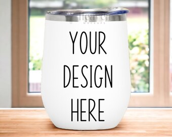 Maqueta de vaso de vino / Maqueta de vaso blanco de 12 oz / Maqueta de vaso / Maqueta de vaso blanco / Vaso de vino blanco / Descarga digital JPG
