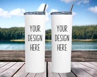 Skinny Tumbler Mockup | Skinny Tumbler Two Side Mockup | White Tumbler Mockup | 20oz tumbler mockup | Skinny Tumbler Mock | Digital Download