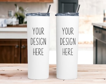 Skinny Tumbler Mockup | Skinny Tumbler Two Side Mockup | White Tumbler Mockup | 20oz tumbler mockup | Skinny Tumbler Mock | Digital Download