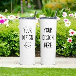 Magere Tumbler-mockup | Magere Tumbler tweezijdig model | Witte Tumbler-mockup | 20oz tuimelaarmodel | Magere Tumbler Mock | Digitaal downloaden
