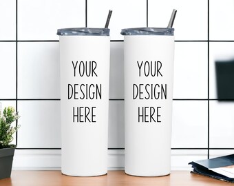 Skinny Tumbler Mockup | Skinny Tumbler Two Side Mockup | White Tumbler Mockup | 20oz tumbler mockup | Skinny Tumbler Mock | Digital Download