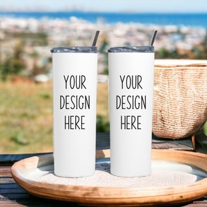 Magere Tumbler-mockup | Magere Tumbler tweezijdig model | Witte Tumbler-mockup | 20oz tuimelaarmodel | Magere Tumbler Mock | Digitaal downloaden