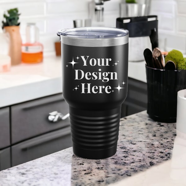 30 oz Tumbler Mockup | Black Tumbler Mockup | Stainless Steel Tumbler Mockup | Engraved Tumbler Mockup