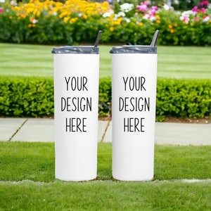 Skinny Tumbler Mockup | Skinny Tumbler Two Side Mockup | White Tumbler Mockup | 20oz tumbler mockup | Skinny Tumbler Mock | Digital Download