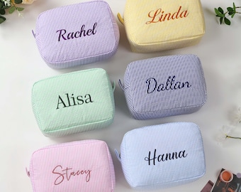 Bridesmaid Gift, Personalized Embroidered Makeup ,Custom Cosmetic Bag ,Bridesmaid Proposal, Travel makeup Bag