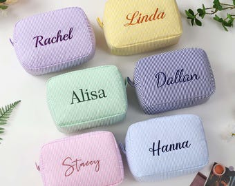 Personalized Makeup Bag ,Cosmetic Bag ,Custom Embroidered Name Makeup, Bridesmaid Gift Bag, Christmas Gift