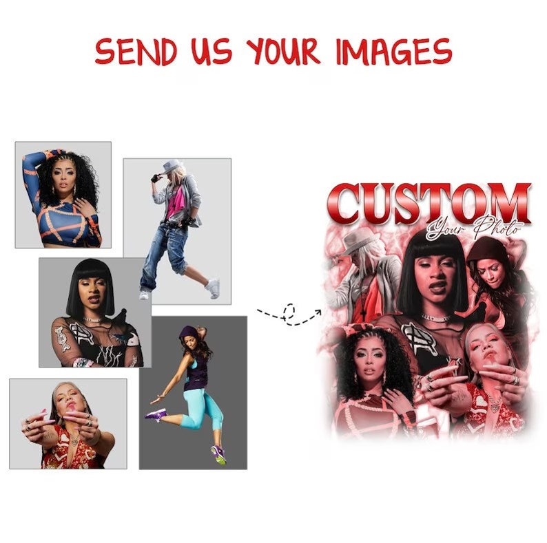 Retro Custom Your Own Bootleg Tee, Custom Bootleg Rap Tee, Graphic 90s Tshirt, Custom Bootleg, Custom Your Photo, Insert Your Design image 2