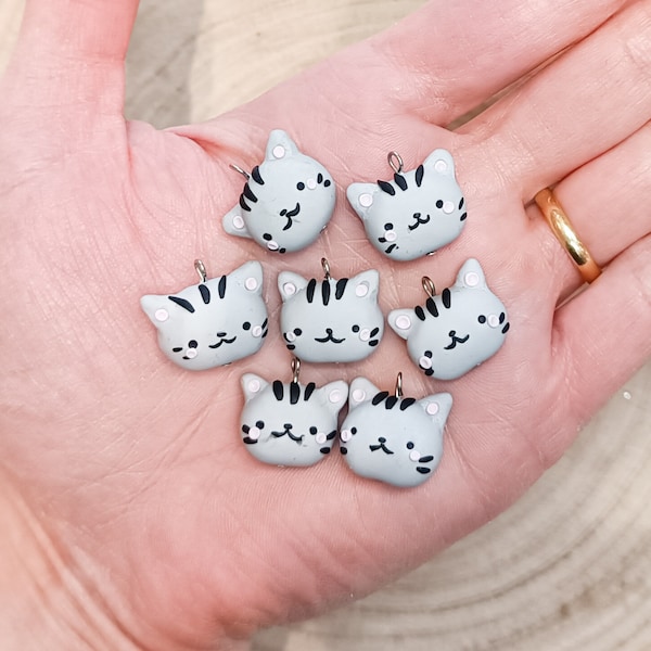 Polymer clay charms, kitten pendant, fimo pendant, miniature cat, kawaii cat, fimo miniature, handmade