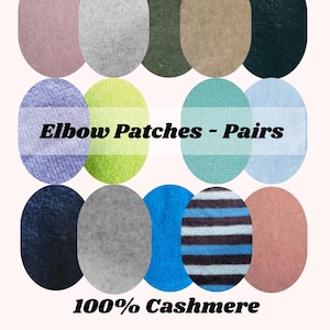 Elbow Patches Cashmere Pairs  - Sew on Elbow Patches for Sweater - Visible Mending -  hole repair - 100% Cashmere - Applique - Repair Patch