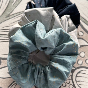 Scrunchies pack - blues and grey made with premium qcotton scrunchies 3 pack