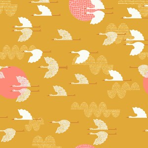 Ruby Star Society fabric Koi Pond Collection - Cranes in Cactus for Moda Fabrics by Rashida Coleman Hale
