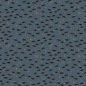 Tiny Frights Bats - Ghostly Grey from Ruby Star Society cotton fabric glow in the dark