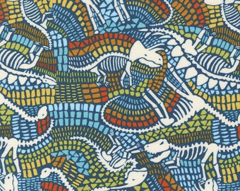 Moda cotton fabric Stomp Stomp Roar dinosaur quilt Fabric by Stacy Iest Hsu. Stomp Stomp Roar Teal 20822 16. Fossil Blenders