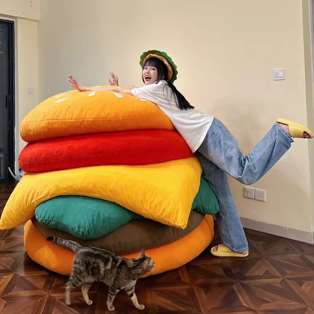 Hamburger Bean Bag Chair Lounger for Adults and Kids With Etsy