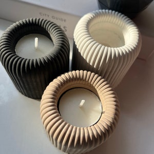 Photophore nervuré en béton : décoration d&#39;intérieur scandinave
