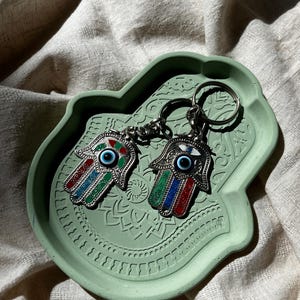 Hamsa Hand Keychain: Turkish Evil Eye Amulet, Good Luck Charm
