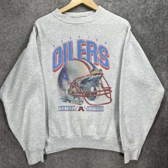 HOUSTON OILERS NFL AFC 1995 Vintage 3/4 Sleeve Gray Black Baseball Shirt XL  New