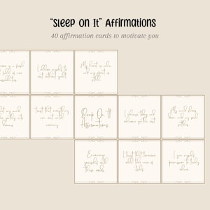 Sleep On It Affirmation Cards | 40 Printable Nighttime Affirmations for Peaceful Sleep & Rest | Calming Neutral Bedtime Deck