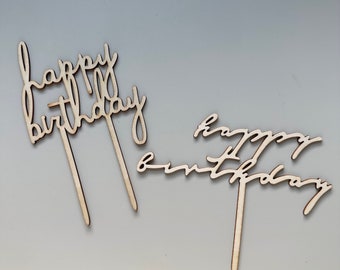 Happy Birthday Cake Topper | Birthday Cake Decoration | Wooden Cake Topper