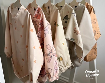 Waterproof Long Sleeve Baby Bib | Baby Feeding Smock | Weaning Bib | Toddler Apron | Waterproof Baby Apron | Crumb Catcher | Baby Gift