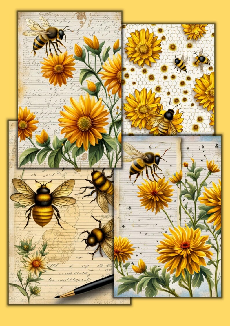 Busy Bee, Junk Journal Kit, Beekeeper, Bees, Vintage, Hive, Junk