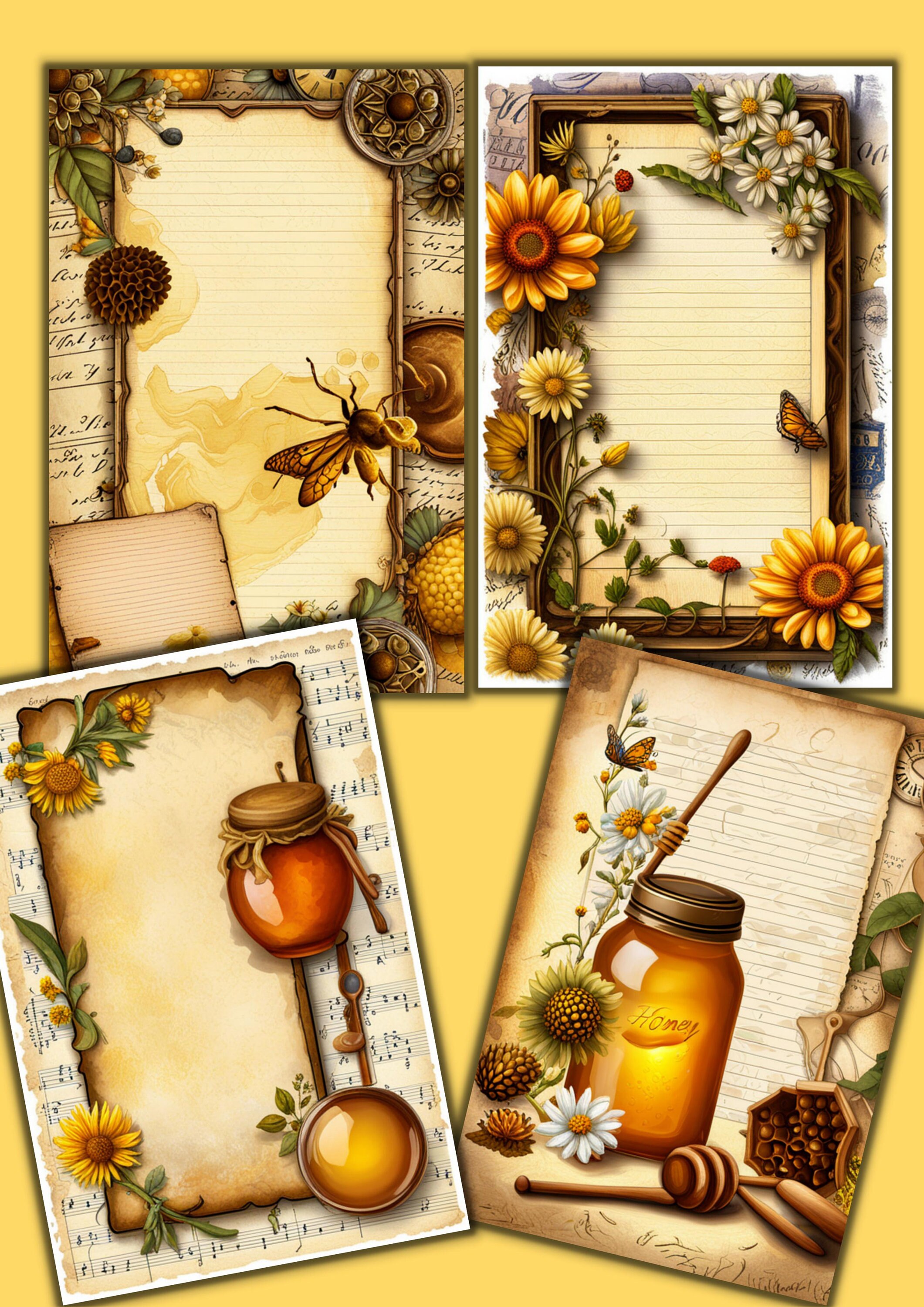 View of Busy Bee, Junk Journal Kit, Beekeeper, Bees, Vintage, Hive, Junk ...