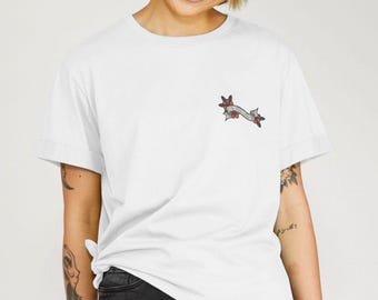 Nicht heute Satan Schriftrolle entspanntes T-Shirt