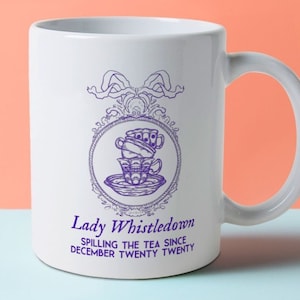 Op Bridgerton geïnspireerde Lady Whistledown Spill The Tea-mok