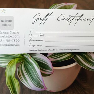 Editable Gift Certificate Template, DIY Printable Gift Voucher Certificate, Editable Gift Card, Canva Template