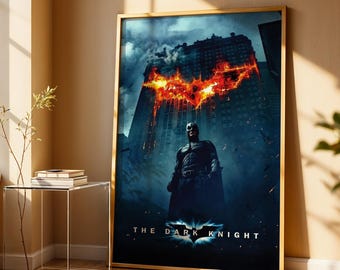 The Dark Knight, 2008, Movie Poster – Vintage Style Film Print, Minimalist Movie Wall Art, Cinematic Poster, Home Decor