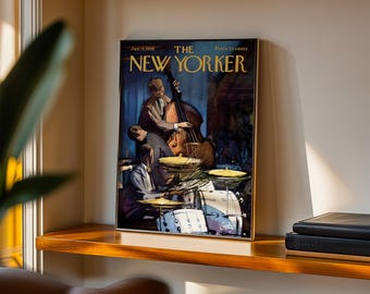 New Yorker Style Poster – Vintage Magazine Cover Wall Art, Minimalist Editorial Print, Printable or Framed Art | No. 065