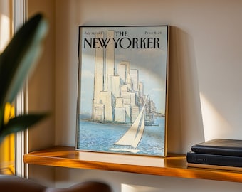 New Yorker Style Poster – Vintage Magazine Cover Wall Art, Minimalist Editorial Print, Printable or Framed Art | No. 110