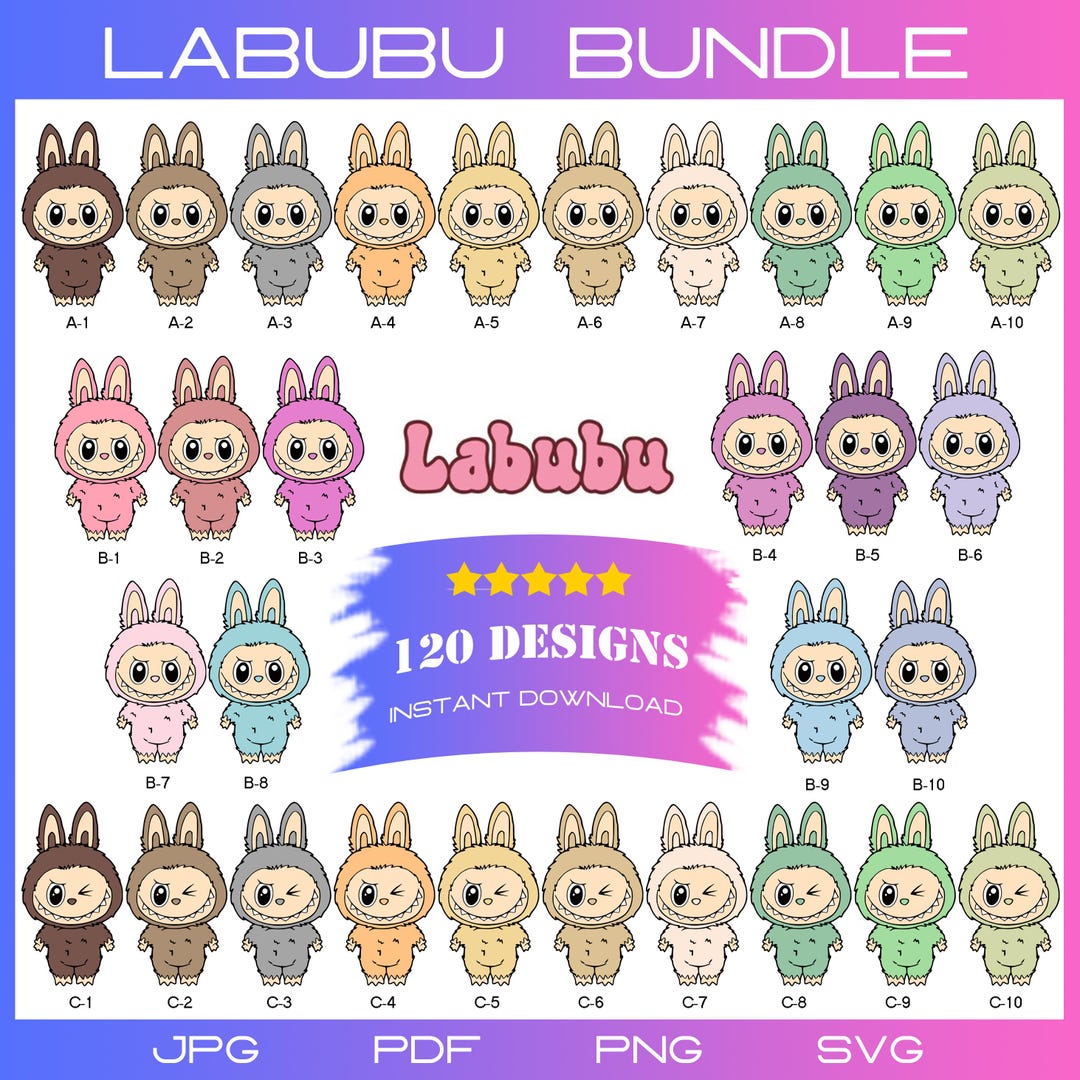 120 Labubu Designs Svg Png Bundle, Labubu Png Svg, Laser Cut Labubu ...